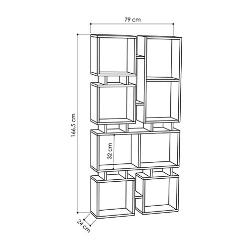 Стеллаж прямой цвета древесины с 8-ю открытыми полками RAIL BOOKCASE NO.1 OAK в Новосибирске