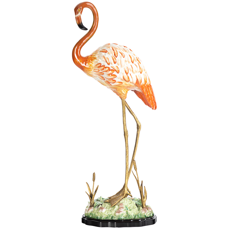 Декоративная статуэтка Flamingos Porcelain Statuette Красный Зеленый Бронза в Новосибирске | Loft Concept 