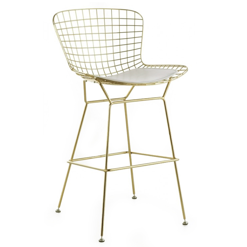 Барный стул Bertoia Barstool Gold Черный Белый Золотой в Новосибирске | Loft Concept 