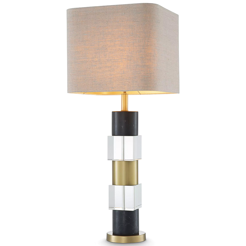 Настольная лампа Eichholtz Table Lamp Black Marble Черный Латунь Прозрачное Стекло Бежево-серый в Новосибирске | Loft Concept 