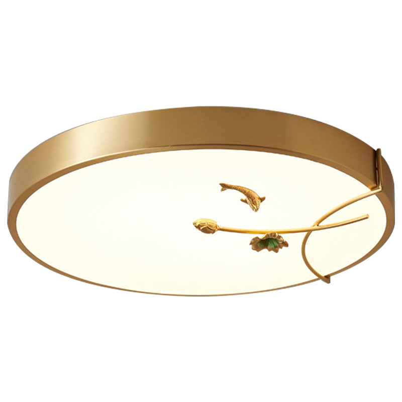 Круглый потолочный светильник Gold Fish Round Ceiling Lamp Золотой Золотой Белый Зеленый в Новосибирске | Loft Concept 