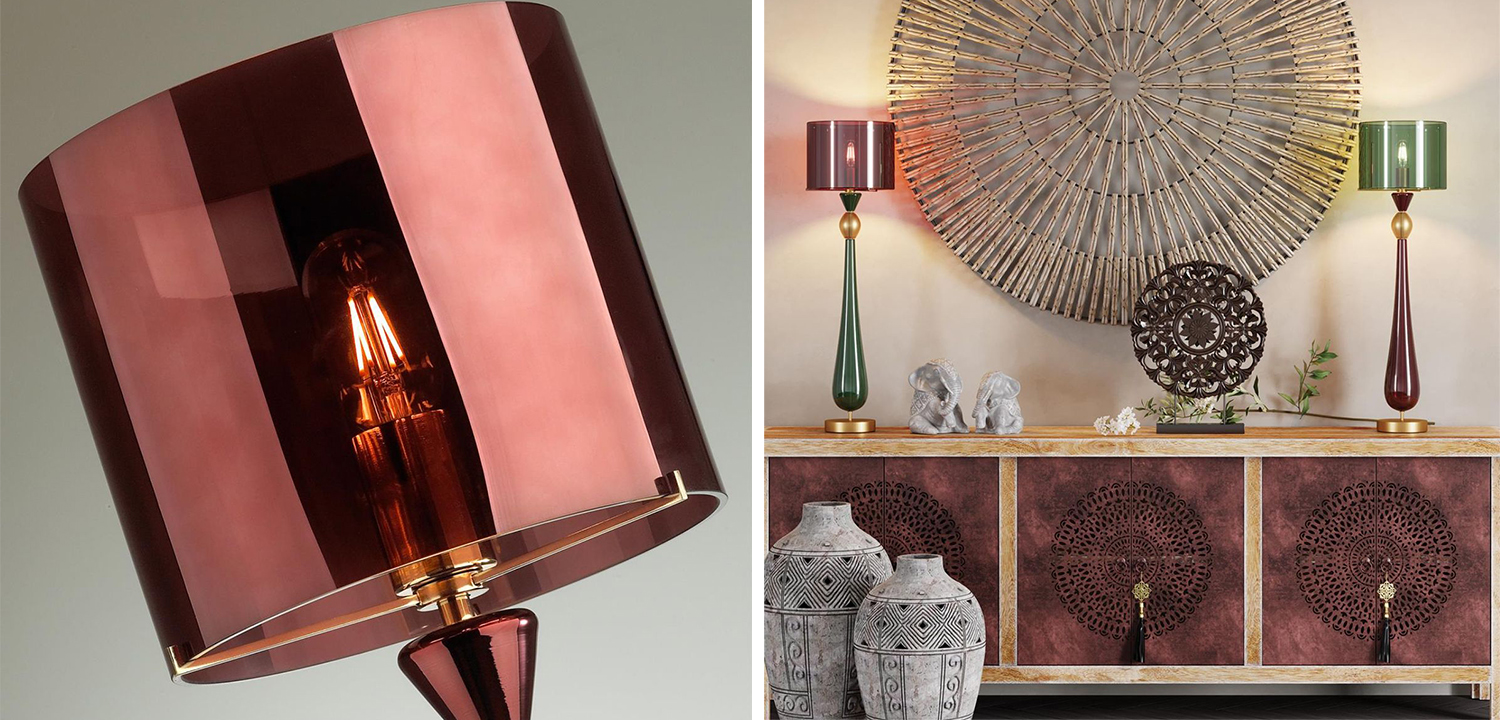 Настольная лампа Roser Burgundy Green Table Lamp - фото