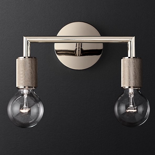 Бра RH Utilitaire Double Sconce Silver Никель в Новосибирске | Loft Concept 