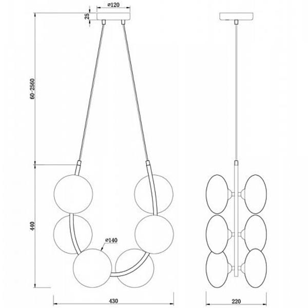 Люстра Marcan 6 Ball Chandelier Black в Новосибирске