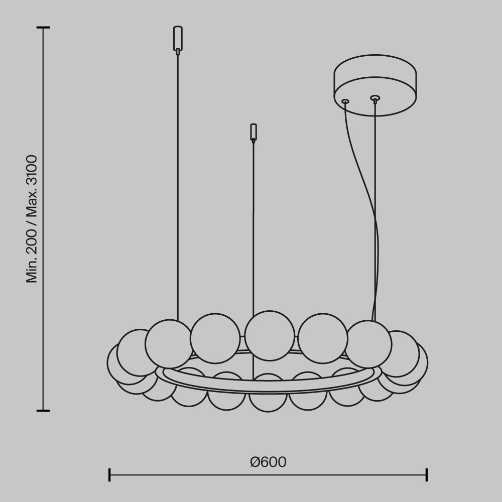 Люстра подвесная Ambre 3000К в Новосибирске