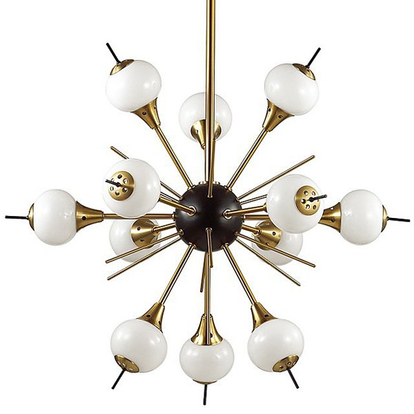 White Glass Globes Sputnik Chandelier Бронза Белый в Новосибирске | Loft Concept 