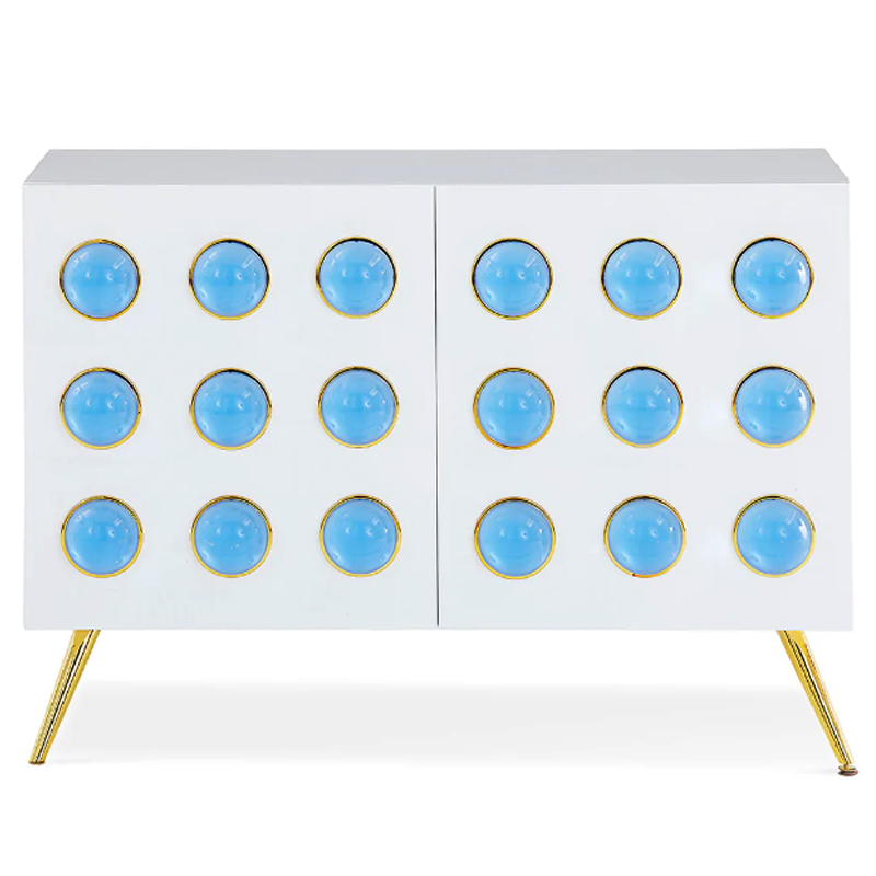 Буфет Jonathan Adler Globo Lucite Cabochon Cabinet Белый Золотой Голубой в Новосибирске | Loft Concept 