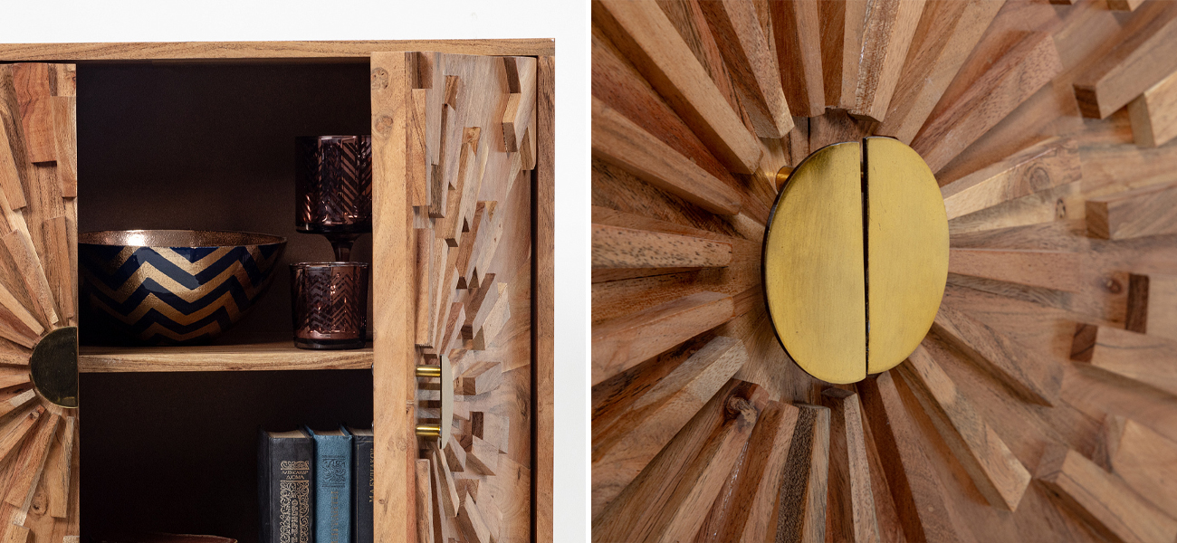 Комод из массива манго с фактурным фасадом Timelapse - фото