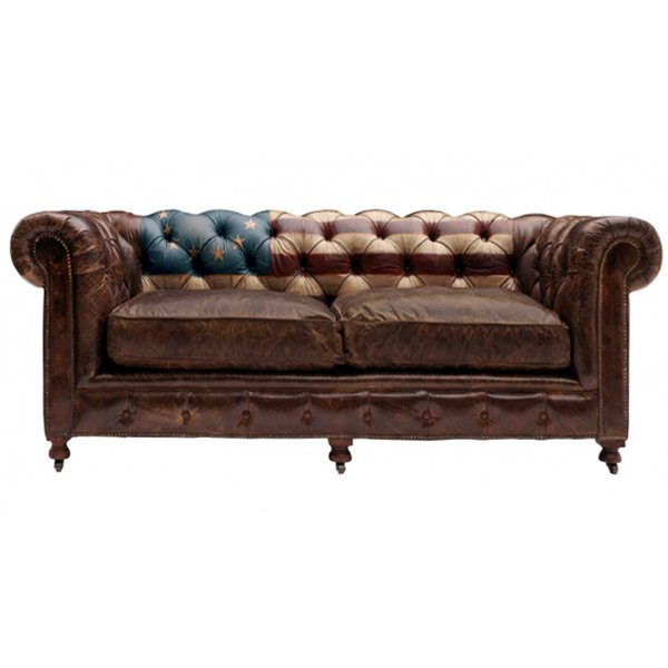 Диван Chesterfield Rebel Sofa Stars & Stripes Andrew Martin Коричневый в Новосибирске | Loft Concept 