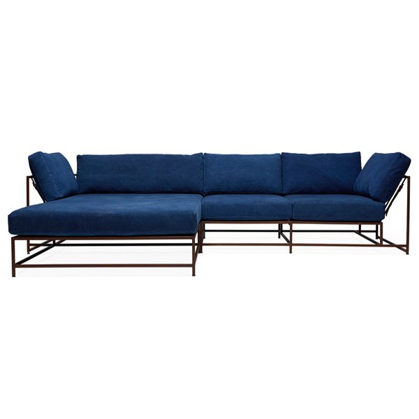 Угловой диван Indigo Denim and copper Sectional sofa  Индиго в Новосибирске | Loft Concept 