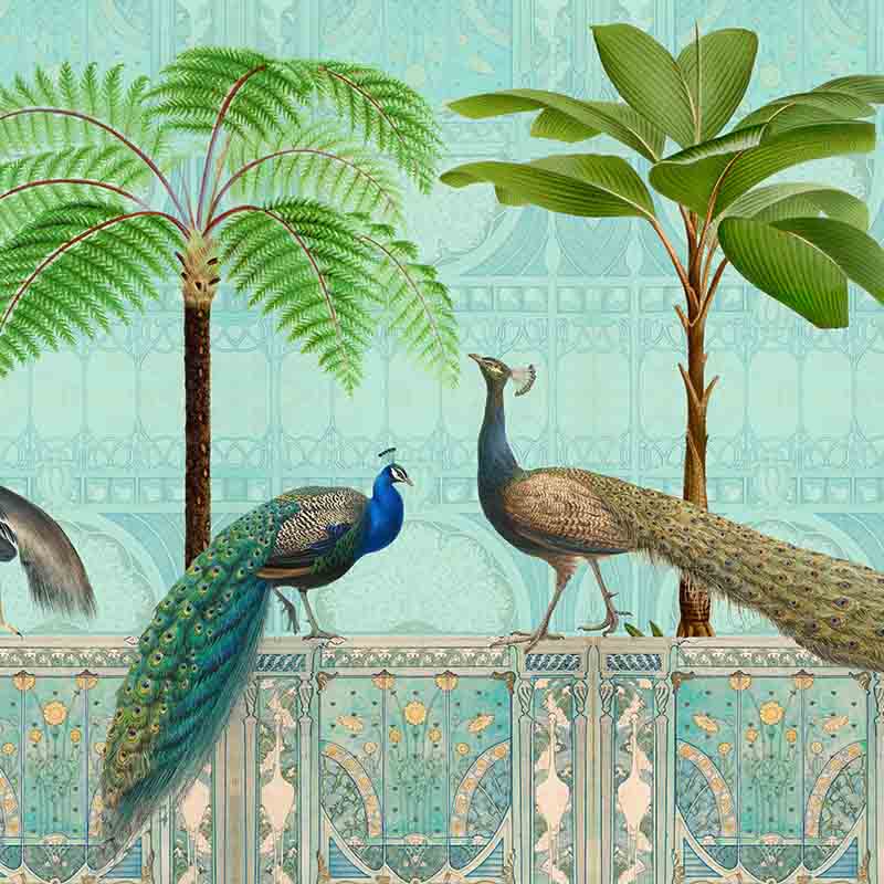 Обои ручная роспись Chinoiserie Palace Of Birds Tropical  в Новосибирске | Loft Concept 