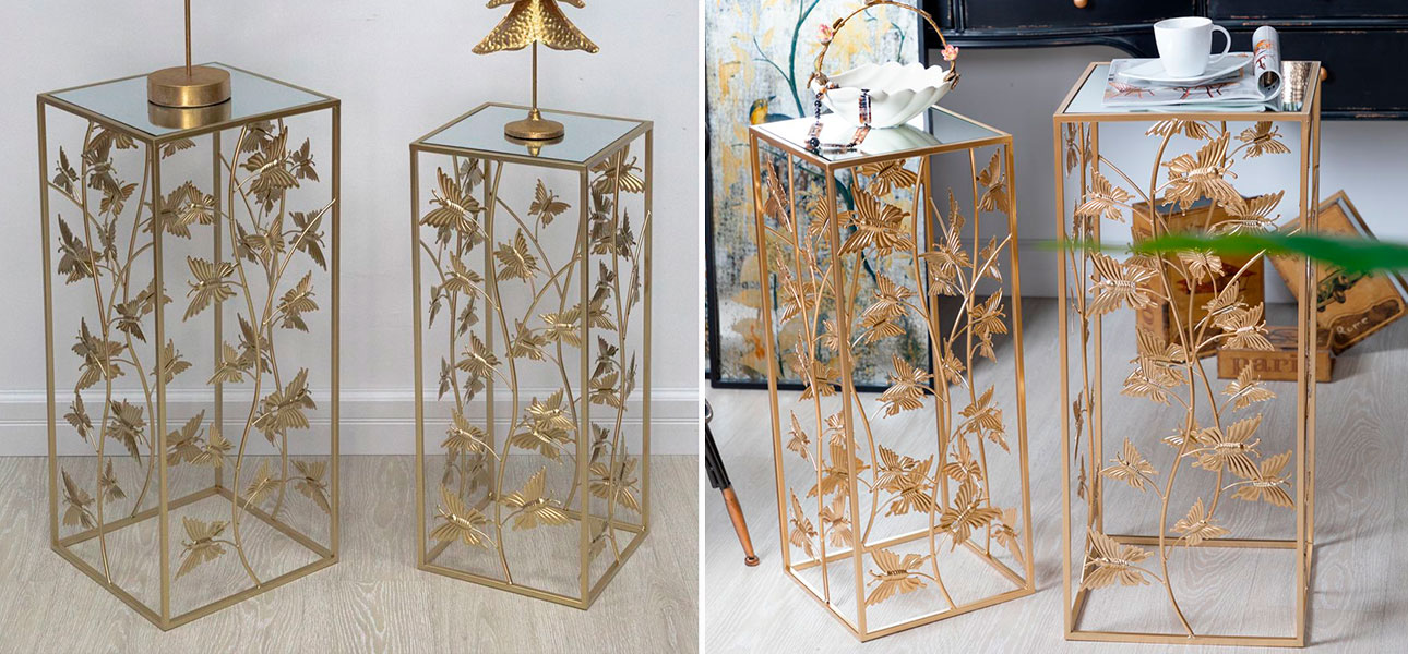 Столик на металлическом основании Golden Butterflies - фото