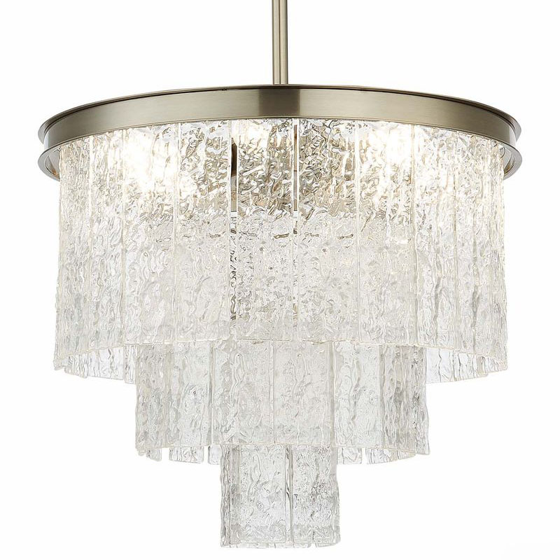 Люстра Renea Textured Glass Chandelier Nickel Никель Прозрачное Стекло в Новосибирске | Loft Concept 