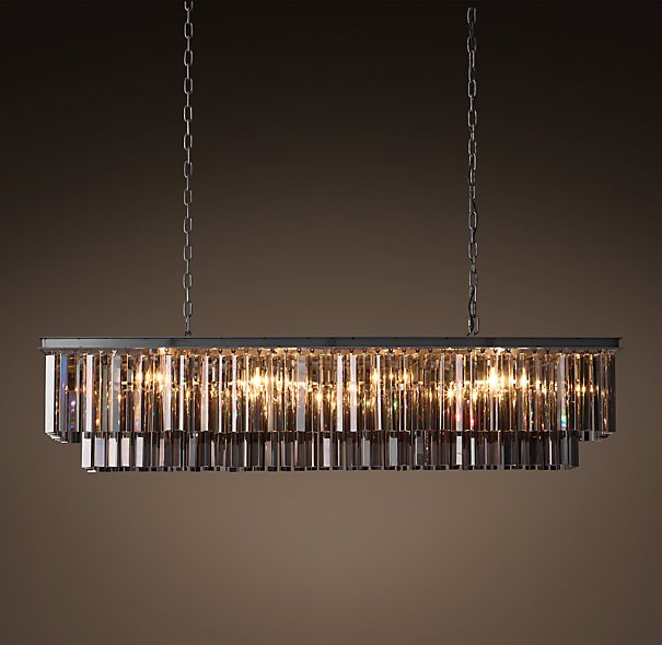 Люстра RH 1920s Odeon Smoke Glass Fringe Black iron 125 Черный в Новосибирске | Loft Concept 