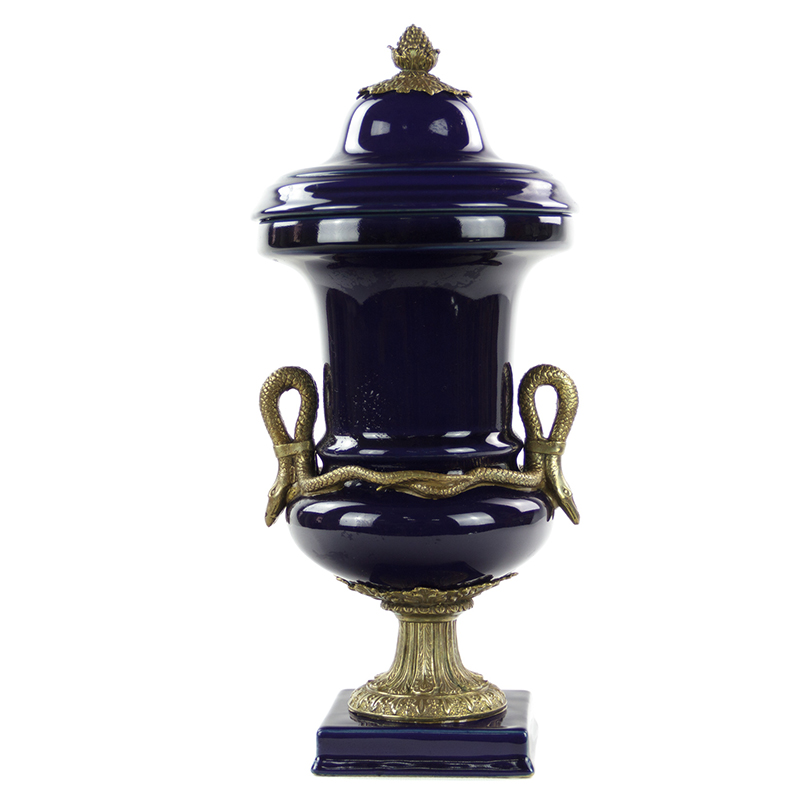 Ваза Selenia Blue Vase Bronze Serpents Синий Бронза в Новосибирске | Loft Concept 