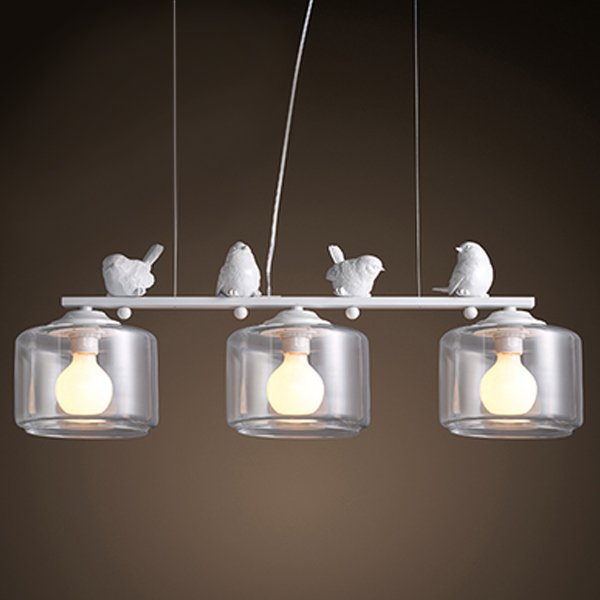 Светильник Provence Bird Pendant Line 3 cylinder Белый в Новосибирске | Loft Concept 