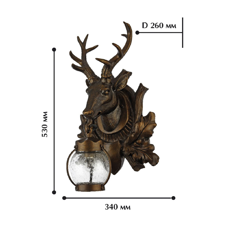 Темно-коричневый уличный светильник с головой оленя ANIMAL LANTERN в Новосибирске