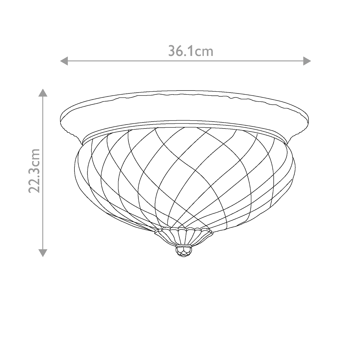 Потолочный светильник цвета латунь с прозрачным рифленым плафоном в форме чаши Hinkley в Новосибирске