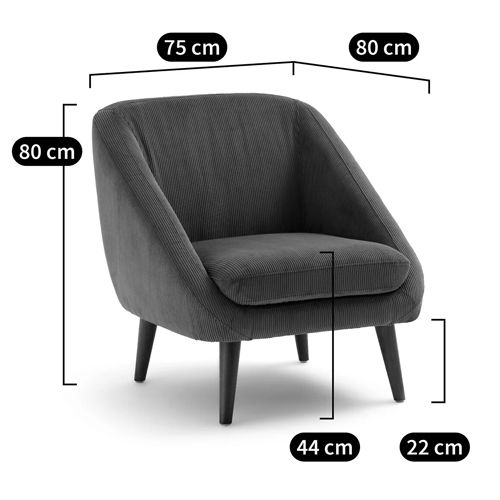 Кресло серое Pauley Grey Armchair в Новосибирске