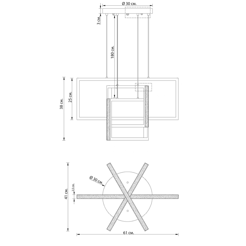 Люстра светодиодная прямоугольная LED Chandelier Rectangular в Новосибирске