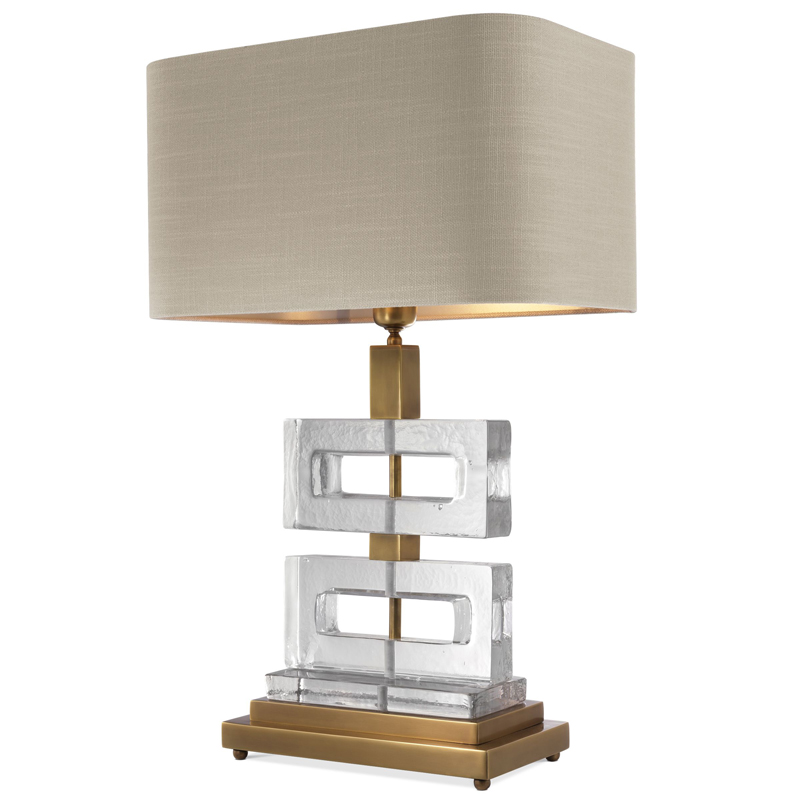 Настольная лампа Eichholtz Table Lamp Umbria Brass Прозрачный Винтажная латунь Бежево-серый в Новосибирске | Loft Concept 