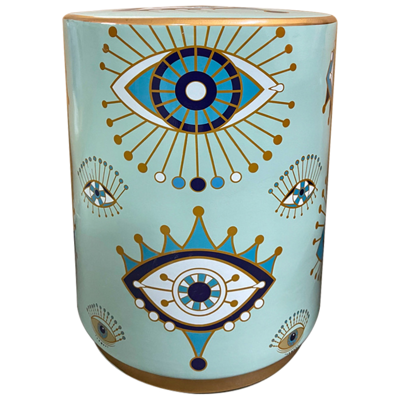 Керамический табурет Eyes Blue Ceramic Stool Голубой Бирюзовый Золотой в Новосибирске | Loft Concept 