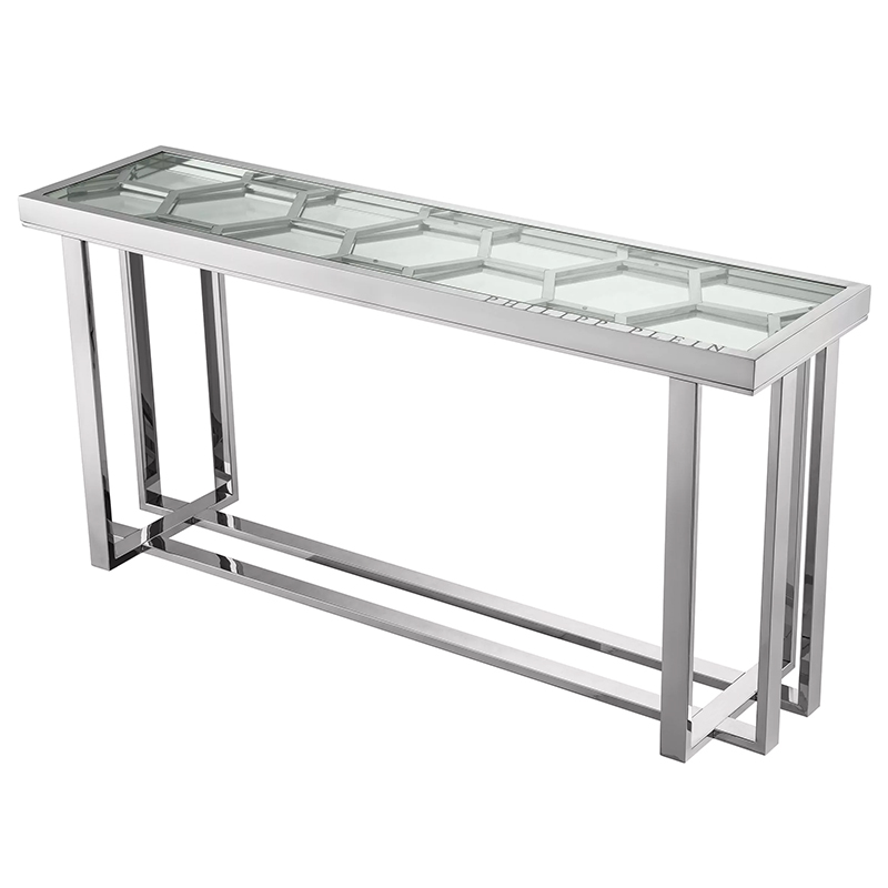 Консоль Philipp Plein Console Table Skeleton Chrome Хром Прозрачное Стекло в Новосибирске | Loft Concept 