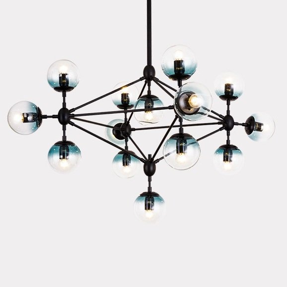 Люстра Modo Chandelier Globes Blue Ambre Black Черный в Новосибирске | Loft Concept 