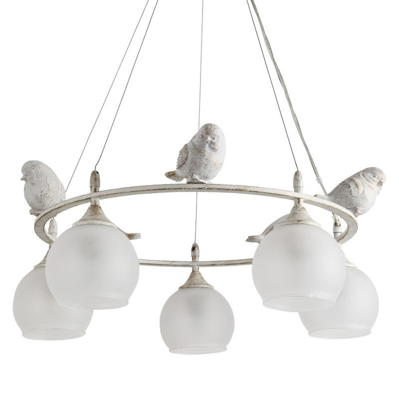 Люстра Provence Bird Chandelier white Белое матовое стекло Золотой Белый в Новосибирске | Loft Concept 