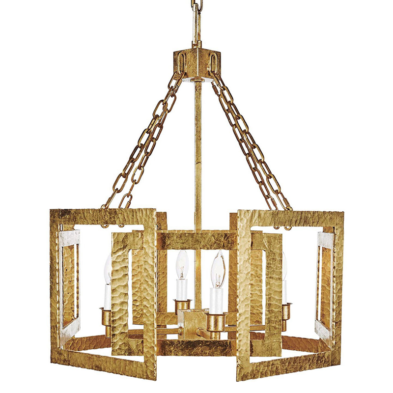 Люстра Textured Cage Pendant Lamp Gold Chandelier Золотой в Новосибирске | Loft Concept 