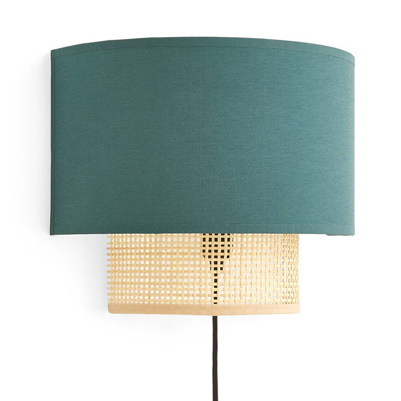 Бра Ottar Wicker Turquoise lampshade Бежевый Бирюзовый в Новосибирске | Loft Concept 