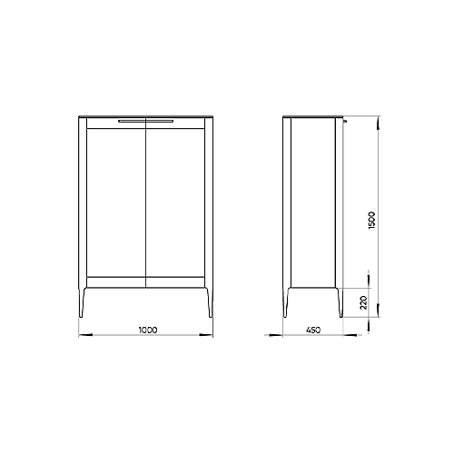 Витрина серо-бежевая с 2-мя стеклянными дверцами и 3-мя полками Type  в Новосибирске