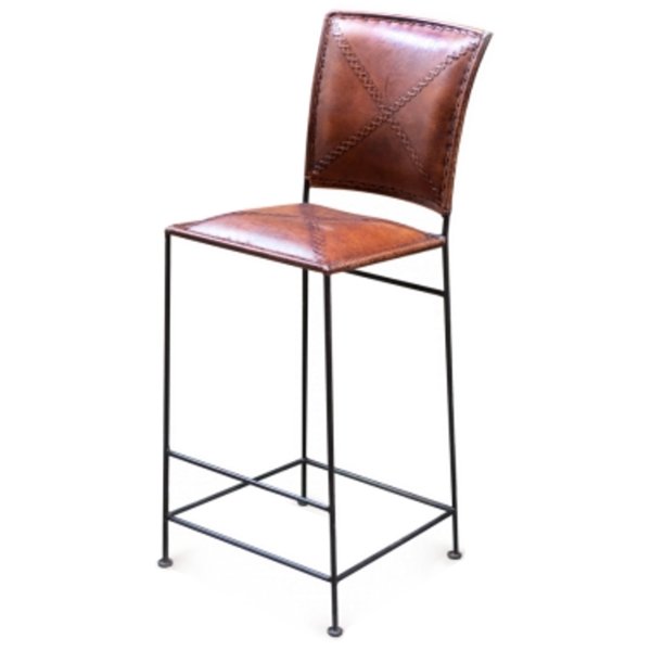 Барный стул Loft Bar stool leather brown Коричневый винтаж Черный в Новосибирске | Loft Concept 