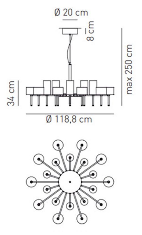 Люстра AXO Light Spillray lamps 20 в Новосибирске