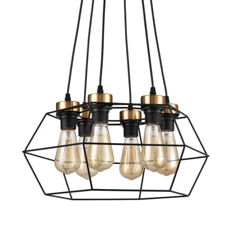 Люстра Loft Wire Cage Black lamp 6 Черный в Новосибирске | Loft Concept 