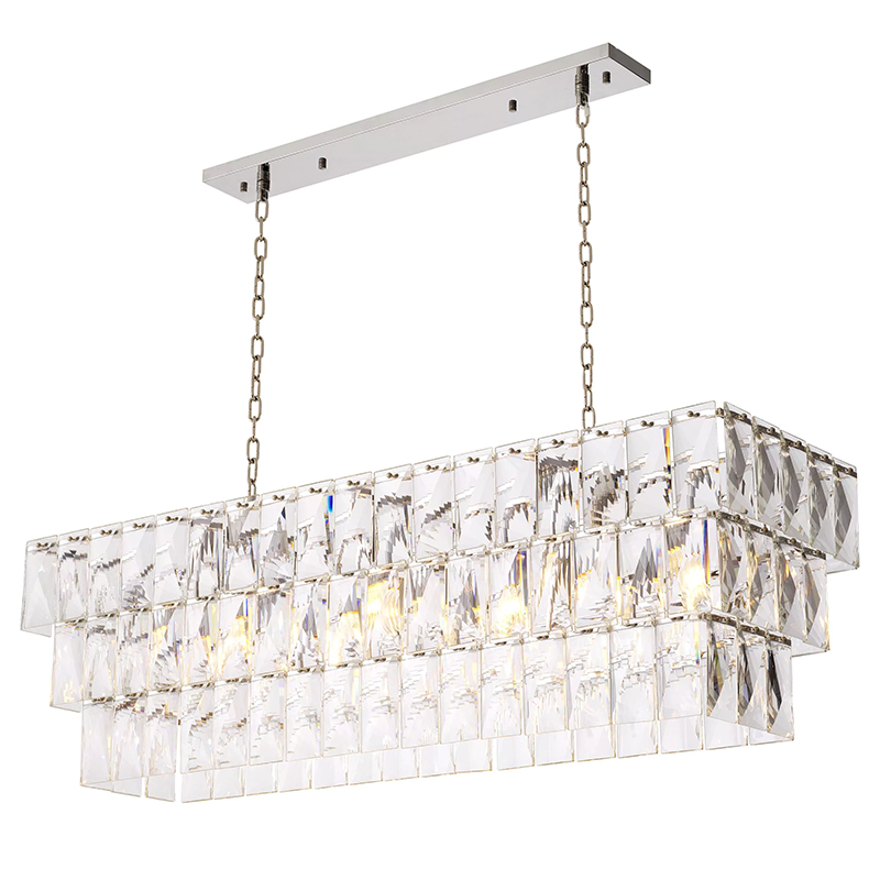 Люстра Eichholtz Chandelier Amazone Rectangular Silver Серебряный Прозрачное Стекло в Новосибирске | Loft Concept 