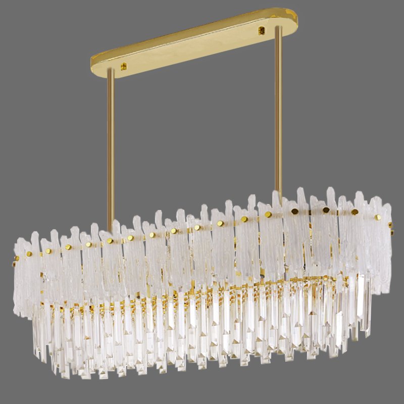 Люстра Murano Glass ICE Chandelier Rectangle Золотой Белый Прозрачное Стекло в Новосибирске | Loft Concept 