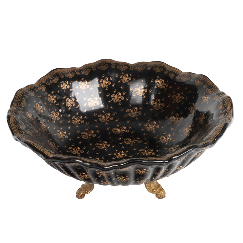Блюдо черного цвета из фрафора на бронзовых ножках Eden Garden porcelain and bronze Черный Бронза Блюдо черного цвета из фрафора на бронзовых ножках Eden Garden porcelain and bronze Черный Бронза в Новосибирске | Loft Concept