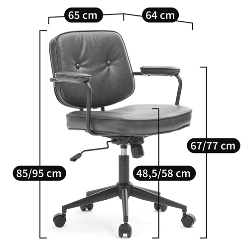 Офисное кресло в винтажном стиле на колёсах Glenn Dark Grey Chair в Новосибирске