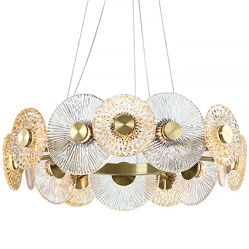 Люстра Clear and Amber Discs Chandelier Латунь Прозрачный Янтарь (Amber) в Новосибирске | Loft Concept 