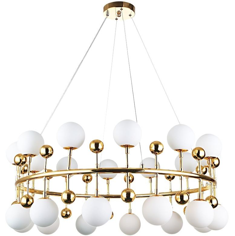 Люстра Milk Bubble Ring Chandelier Глянцевое золото Белый в Новосибирске | Loft Concept 