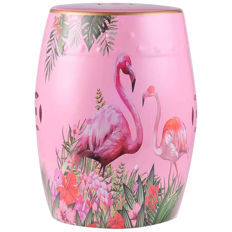 Керамический табурет Flamingo Tropical Animal Ceramic Stool Pink Розовый Зеленый в Новосибирске | Loft Concept 