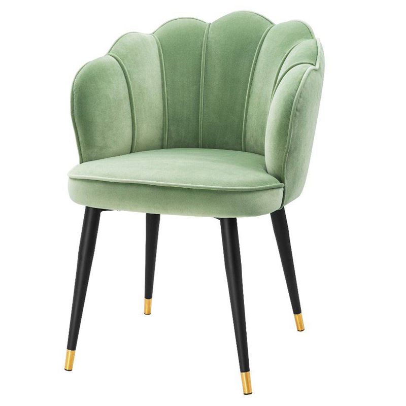 Стул Eichholtz Dining Chair Bristol pistache green Зеленый шалфей Черный Латунь в Новосибирске | Loft Concept 