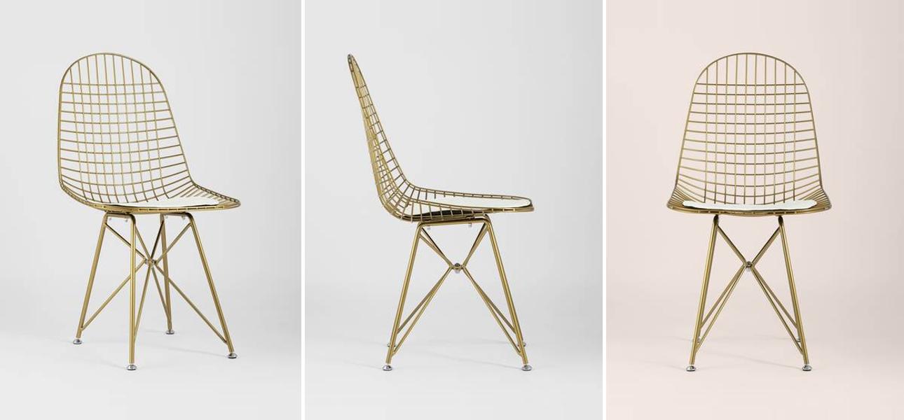 Стул Bertoia S Chair Золотой Металл - фото