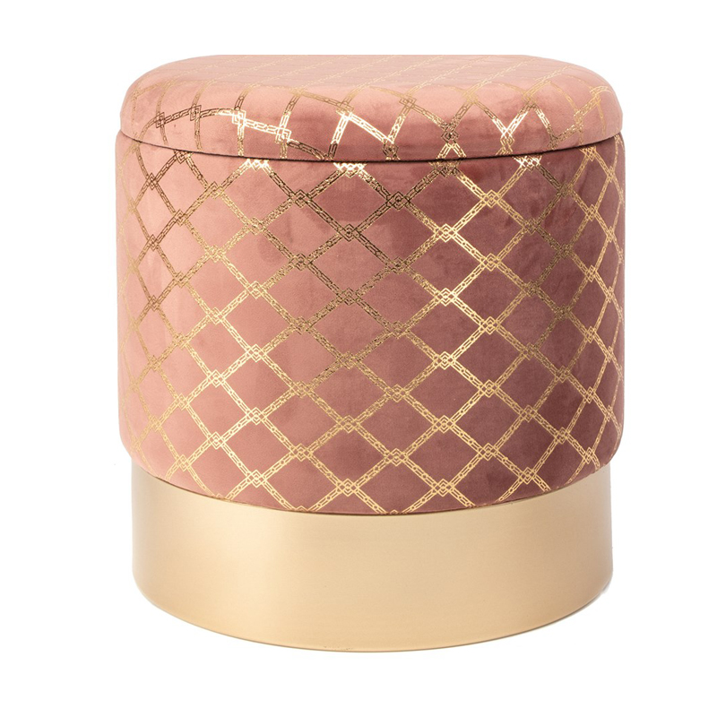 Пуф PUF Upholstery Gold Mesh розовый Розовый (Rose) Золотой в Новосибирске | Loft Concept 