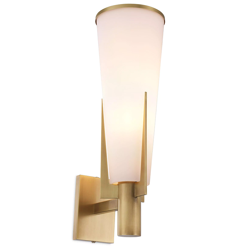 Бра Eichholtz Wall Lamp Dino Brass Латунь Белое матовое стекло в Новосибирске | Loft Concept 