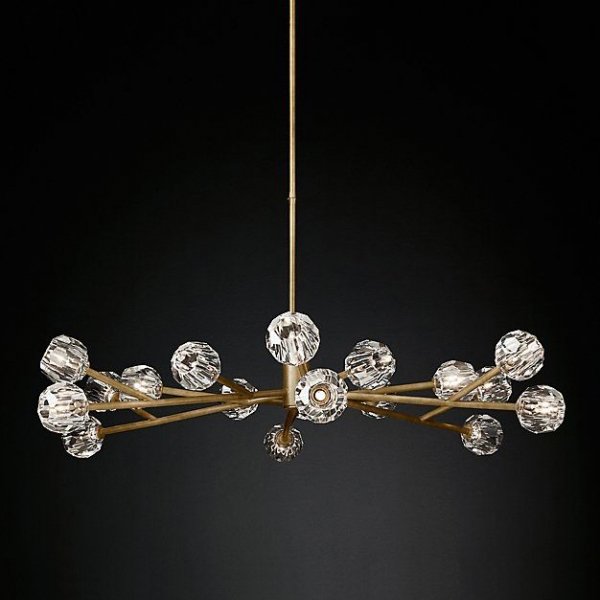 Люстра RH Boule De Cristal Round Chandelier 48 Латунь Черный в Новосибирске | Loft Concept 