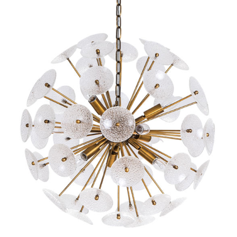 Люстра Sputnik Textured Glass White Chandelier Золотой Белый в Новосибирске | Loft Concept 