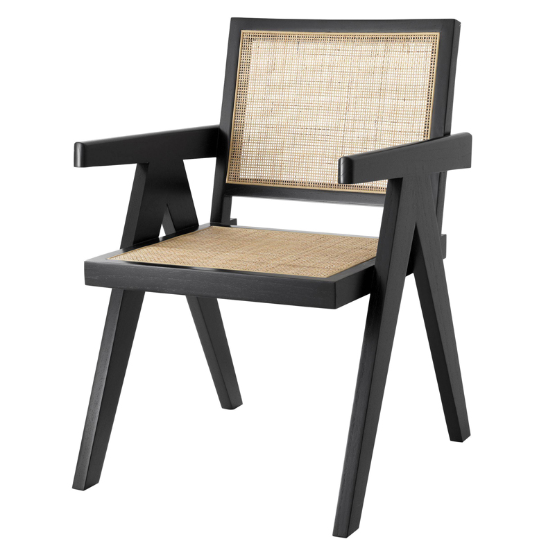 Стул Eichholtz Dining Chair Aristide black Черный Бежевый в Новосибирске | Loft Concept 