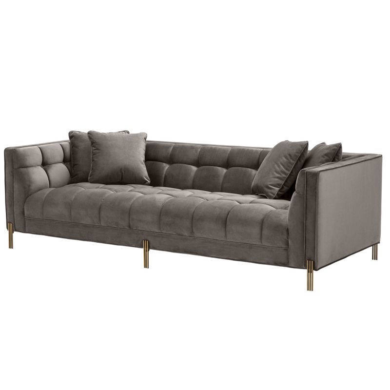 Диван Eichholtz Sofa Sienna grey Серый Матовая латунь в Новосибирске | Loft Concept 